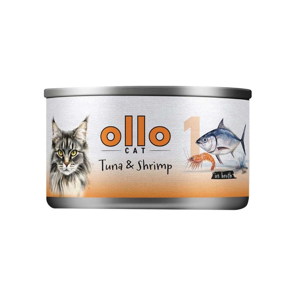 OLLO Cat nr. 1 Tun & Rejer i bouillon - vådfoder til kat, 70 g billede