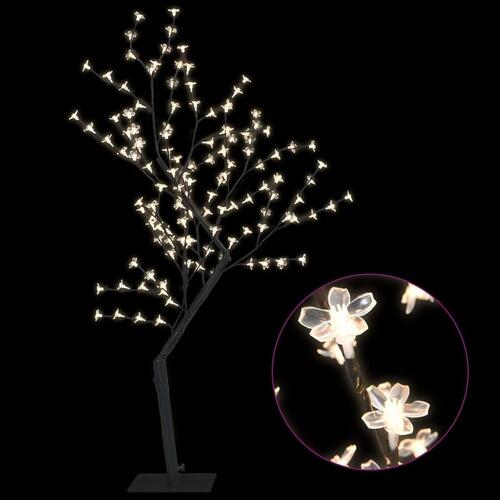 Juletræ 128 LED'er varmt hvidt lys kirsebærblomst 120 cm