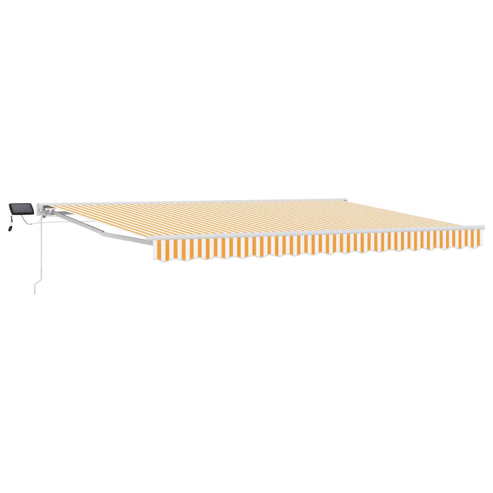 Manuel markise-ramme med LED-lys Gul og Hvid 4,5 × 3 m billede