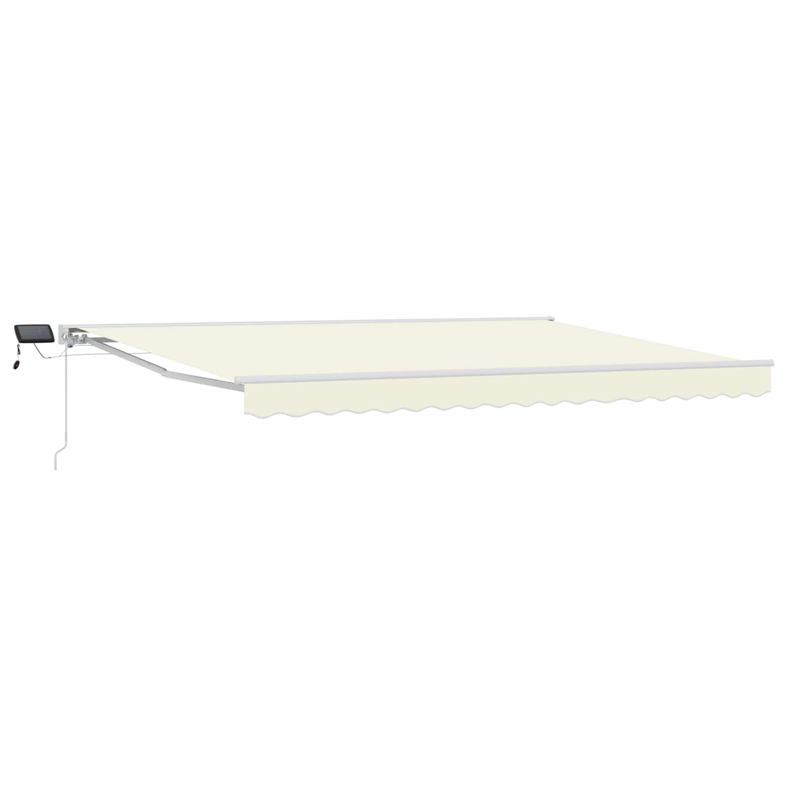 Manuel markise-ramme med LED-lys Creme 4,5 × 3 m billede