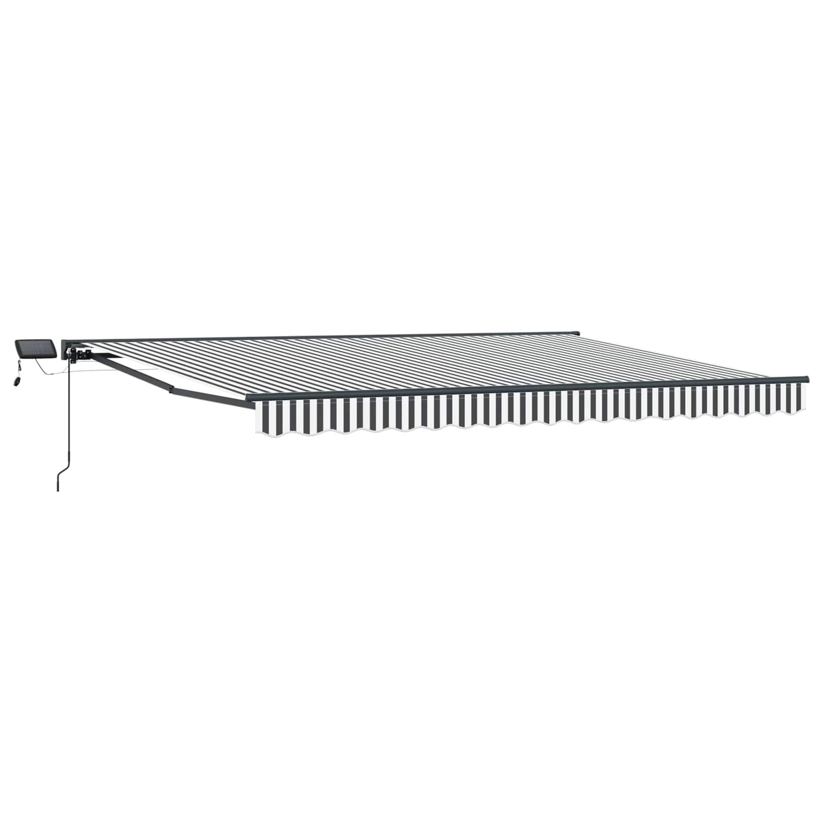 Manuel markise-ramme med LED-lys Anthracit og hvid 5 x 3 m billede