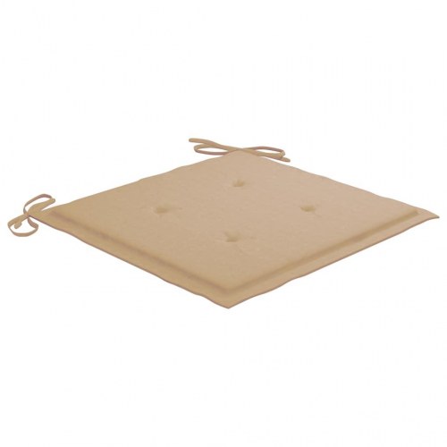 Havestole i massivt teak - 2 stk. med beige hynder, foldbare
