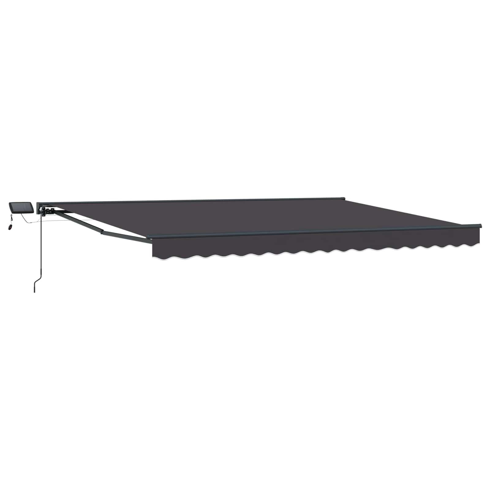 Manuel markise-ramme med LED-lys Antracit 4,5 × 3 m billede