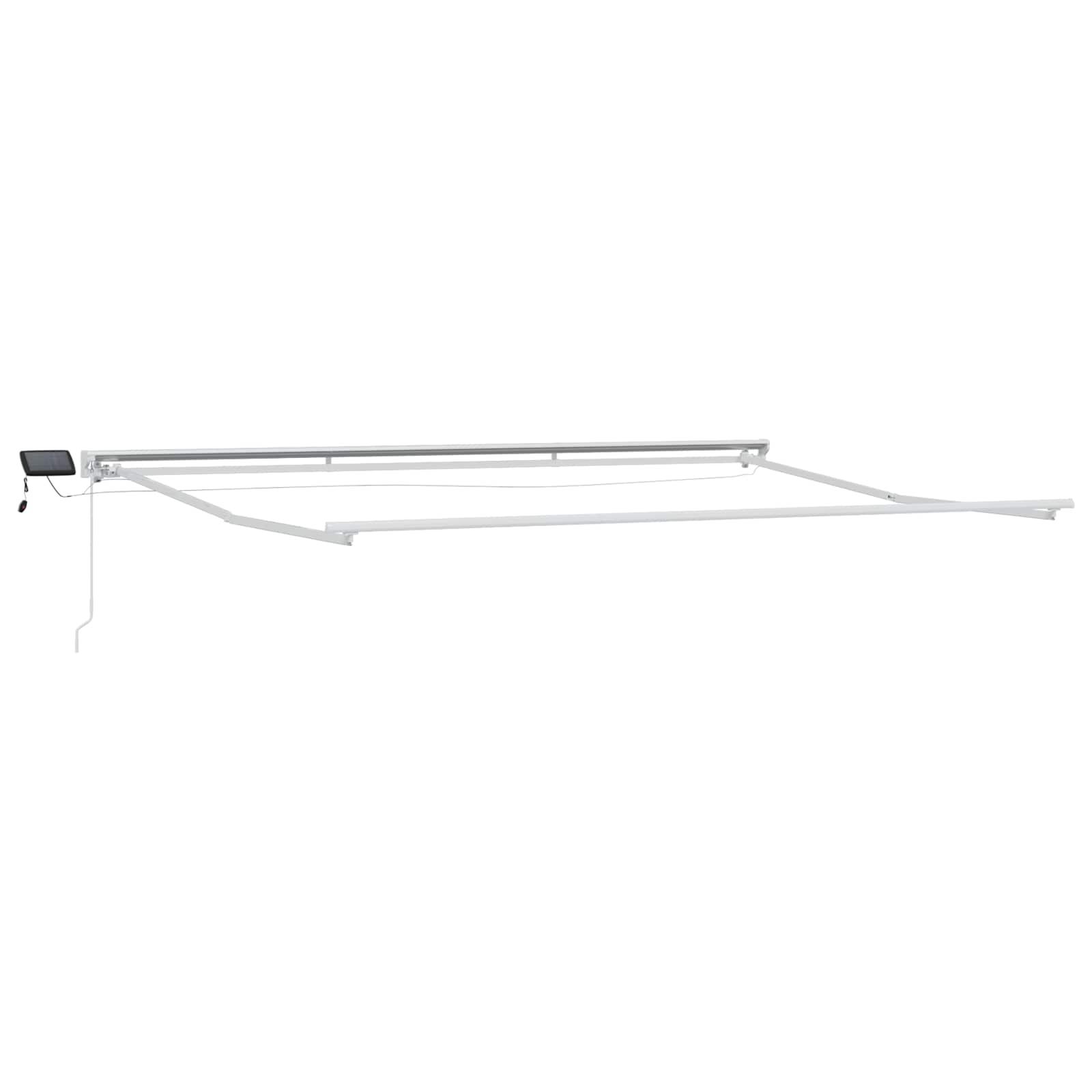 Manuel markise-ramme med LED-lys Hvid 4,5 × 3 m Aluminium billede