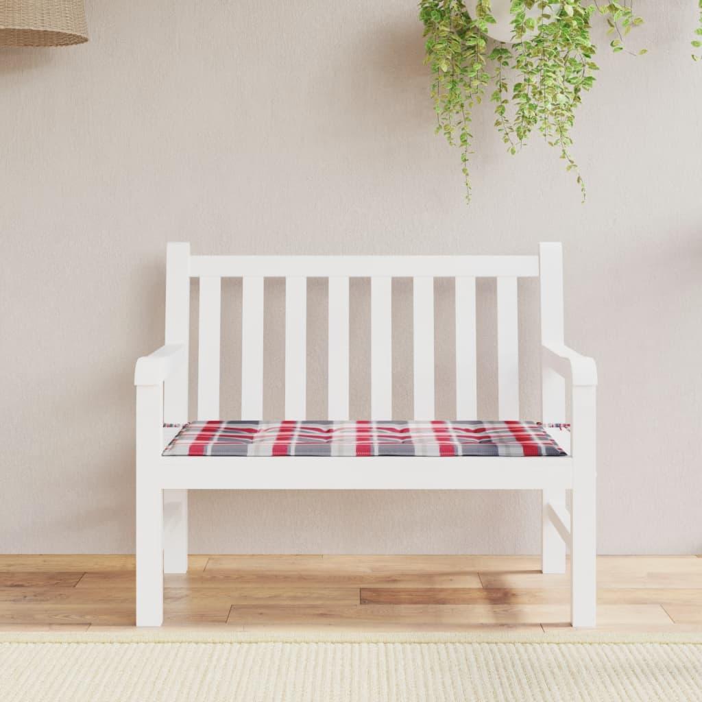 Hynde til havebænk 100x50x3 cm oxfordstof ternet rød billede