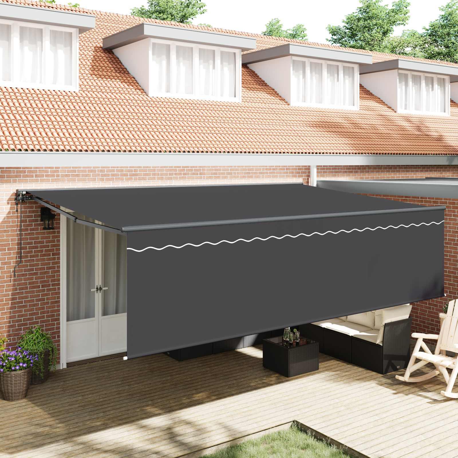 Utrækkelig Markise Antracit 500 × 300 cm Polyester og Aluminium billede
