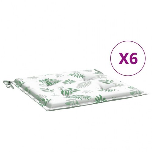 Stolehynder 6 stk. - 40 × 40 × 4 cm i oxfordstof med bladmønster