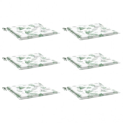 Stolehynder 6 stk. - 40 × 40 × 4 cm i oxfordstof med bladmønster