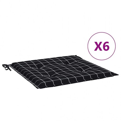 Hynder til havestol - 6 stk., 40 × 40 × 4 cm, sort tern