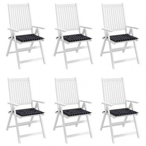 Hynder til havestol - 6 stk., 40 × 40 × 4 cm, sort tern