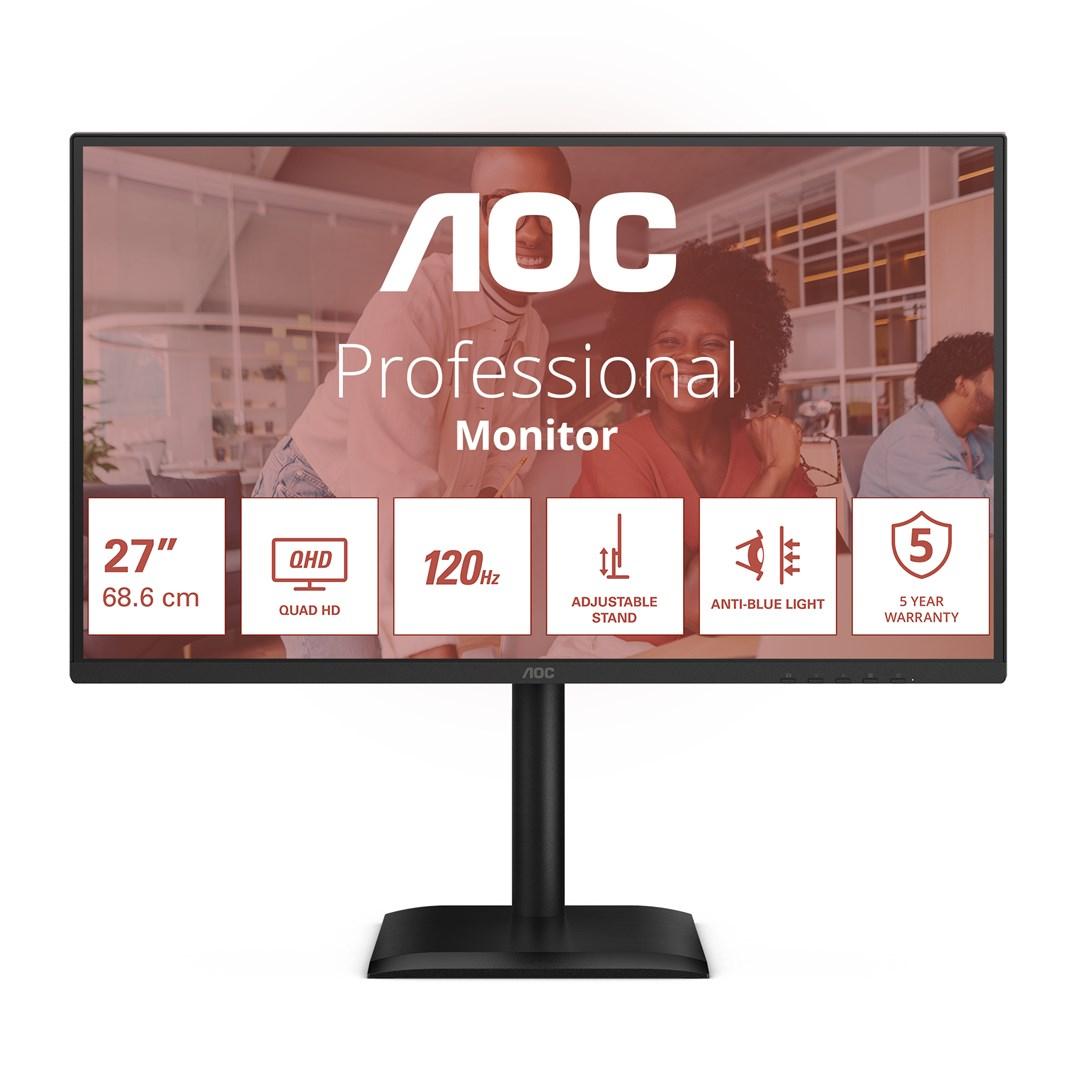 AOC E4 Q27E4CV 27" QHD IPS skærm - 120 Hz, USB‑C 90 W, sort
