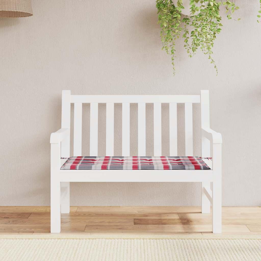 Hynde til havebænk 120x50x3 cm oxfordstof ternet rød billede