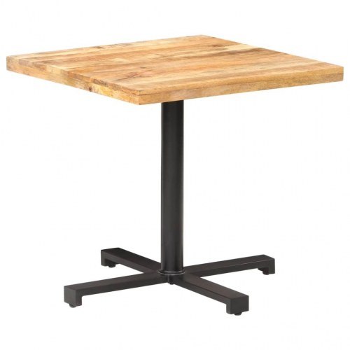 Bistrobord 80 × 80 × 75 cm - firkantet i ru mangotræ med sort jernfod