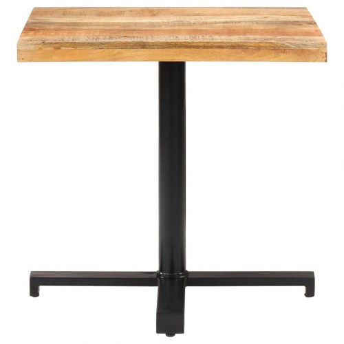 Bistrobord 80 × 80 × 75 cm - firkantet i ru mangotræ med sort jernfod