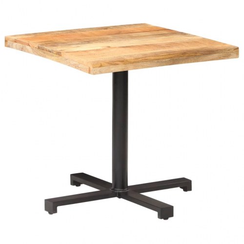 Bistrobord 80 × 80 × 75 cm - firkantet i ru mangotræ med sort jernfod