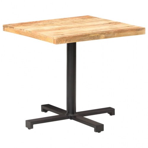 Bistrobord 80 × 80 × 75 cm - firkantet i ru mangotræ med sort jernfod