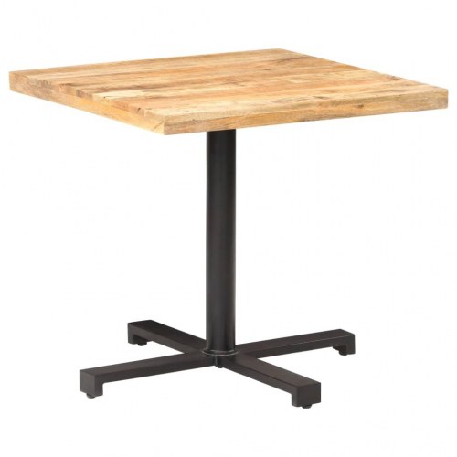 Bistrobord 80 × 80 × 75 cm - firkantet i ru mangotræ med sort jernfod