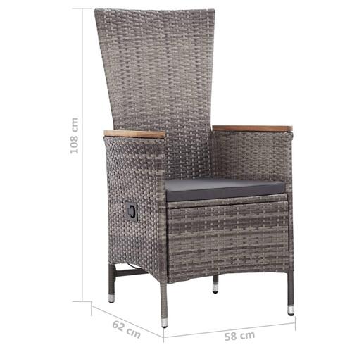 Loungesæt til haven 3 dele med hynder polyrattan grå