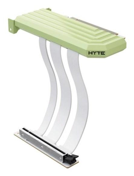 Hyte PCIe 5.0 Hyper Riser 0,2 m – hvid/grøn vinklet til grafikkort billede