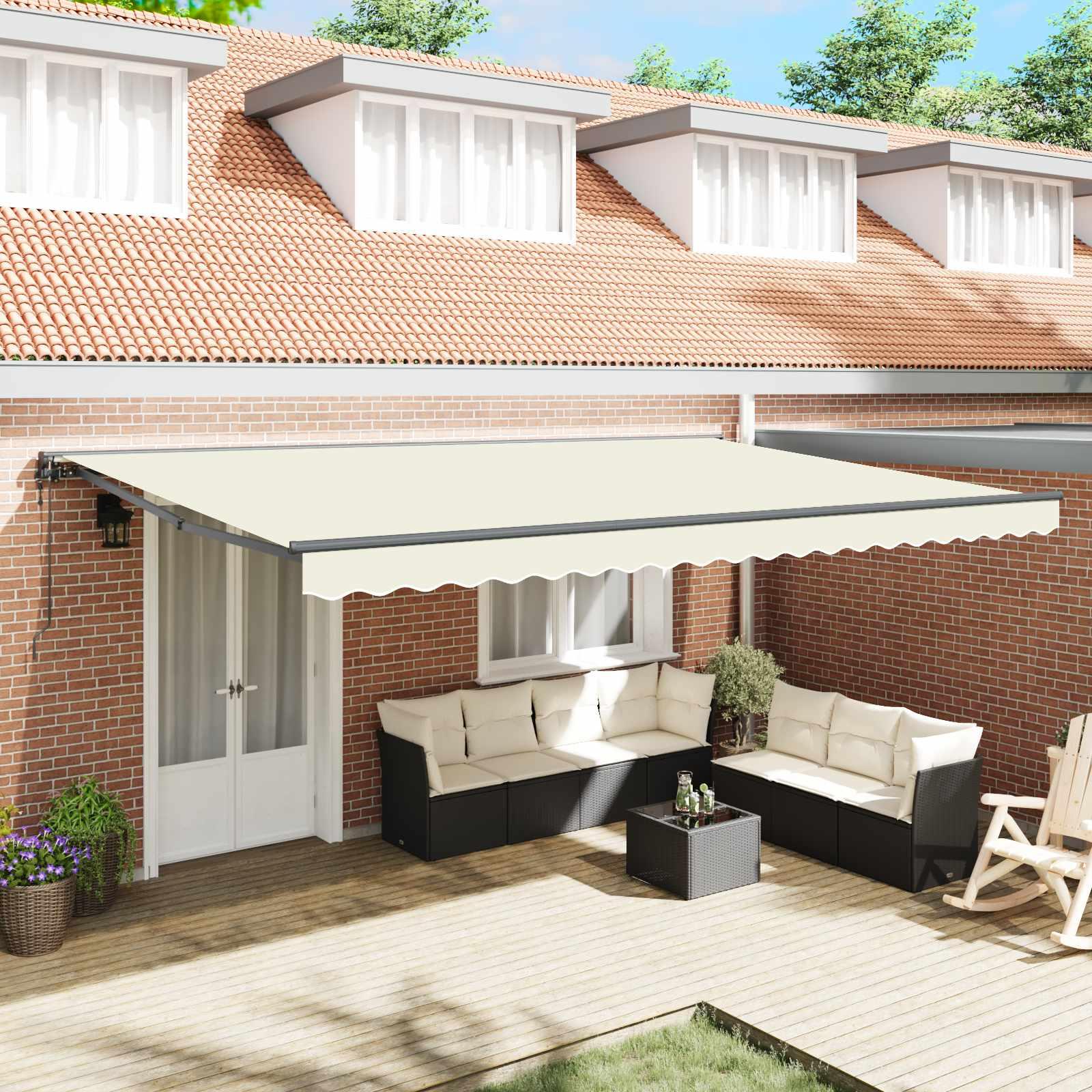 Markiseramme Creme 500 × 300 cm Polyester med PU belægning billede
