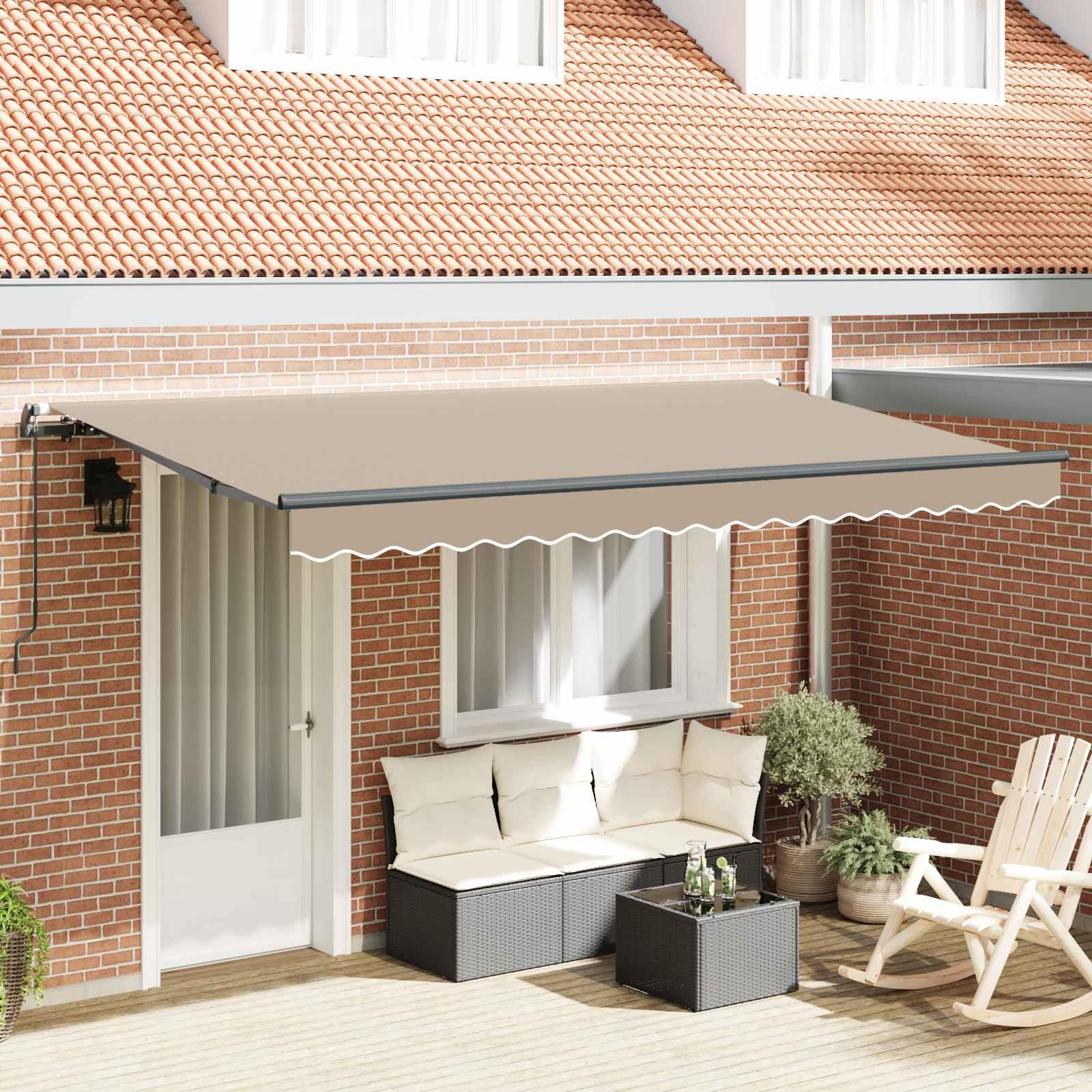 Udtrækkelig markise beige 400 x 200 cm til terrasse og have billede
