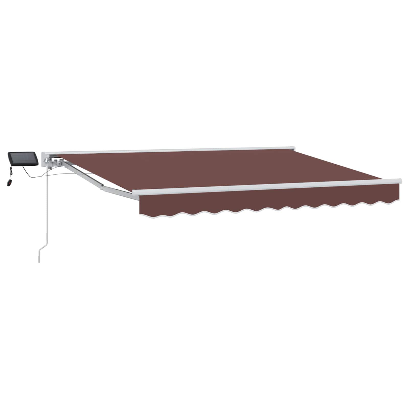 Manuel markise med LED-lys - brun/hvid 3 × 2 m billede