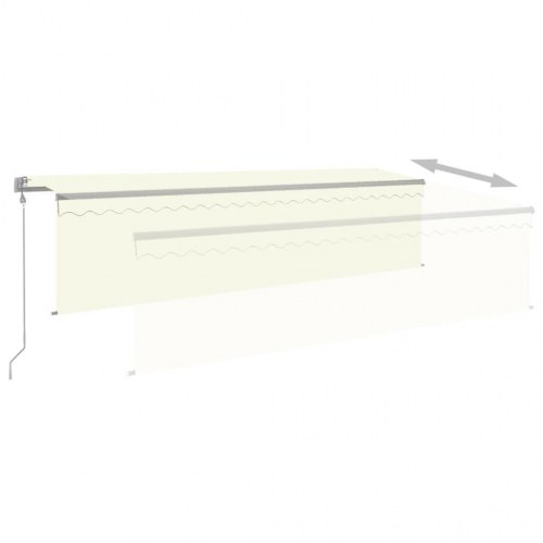 Markise m. gardin 5x3 m automatisk betjening cremefarvet