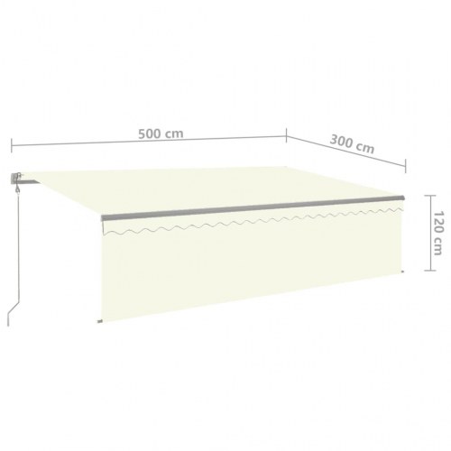Markise m. gardin 5x3 m automatisk betjening cremefarvet