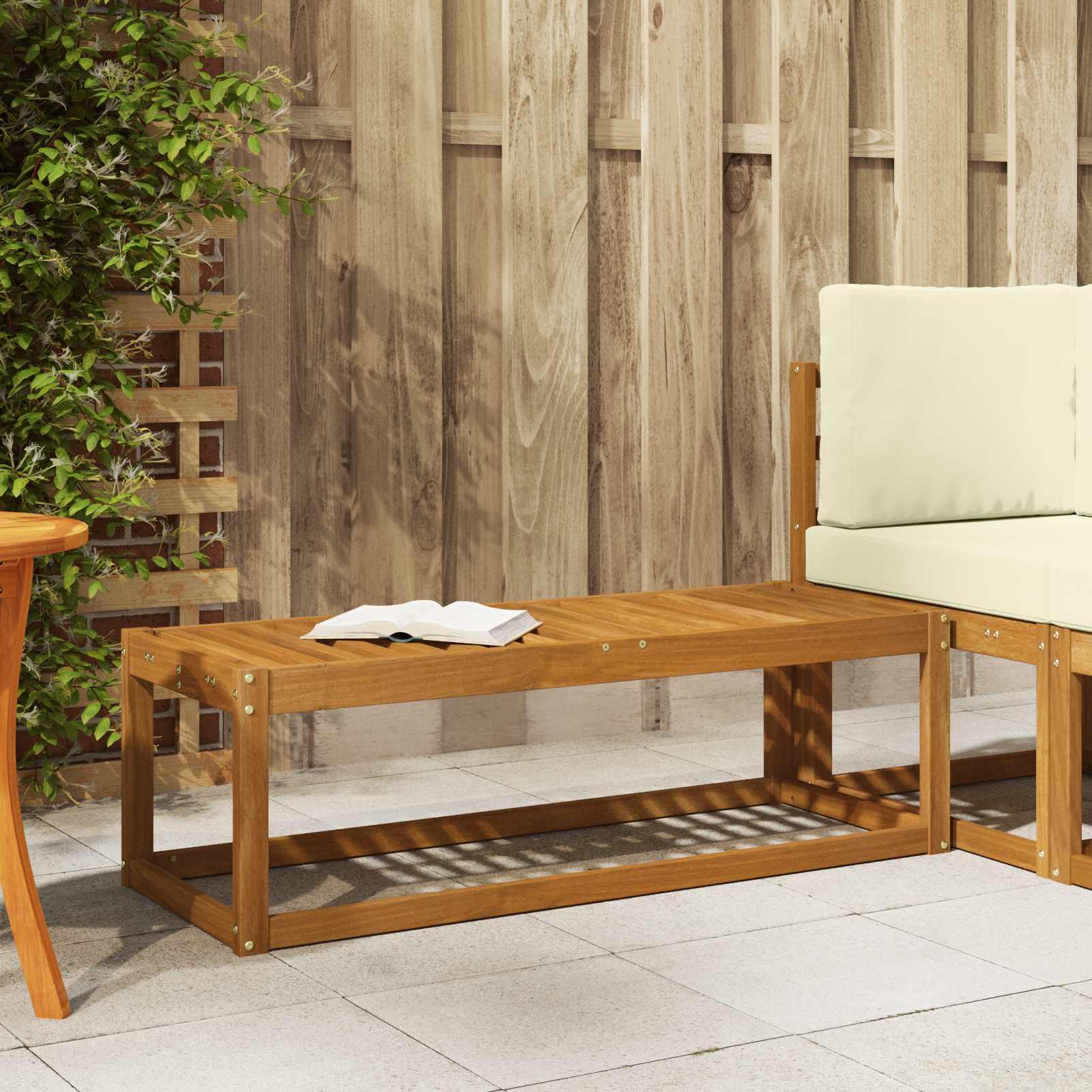Udendørs Skammel Bænk Naturfarvet 115 x 43 x 37 cm billede