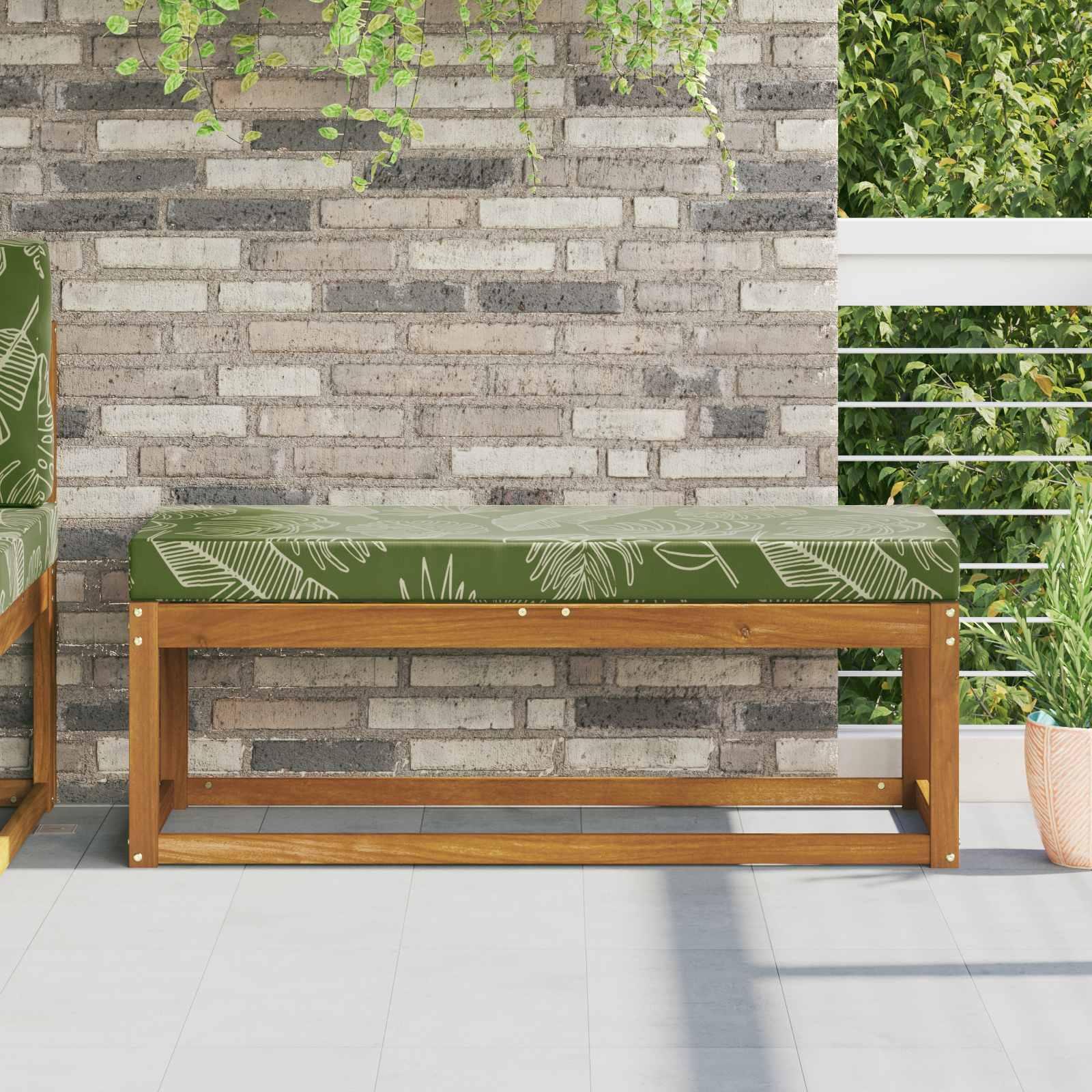 Udendørs Sædepude Grønne Blade 111,5 x 40 x 8 cm 100% polyester billede