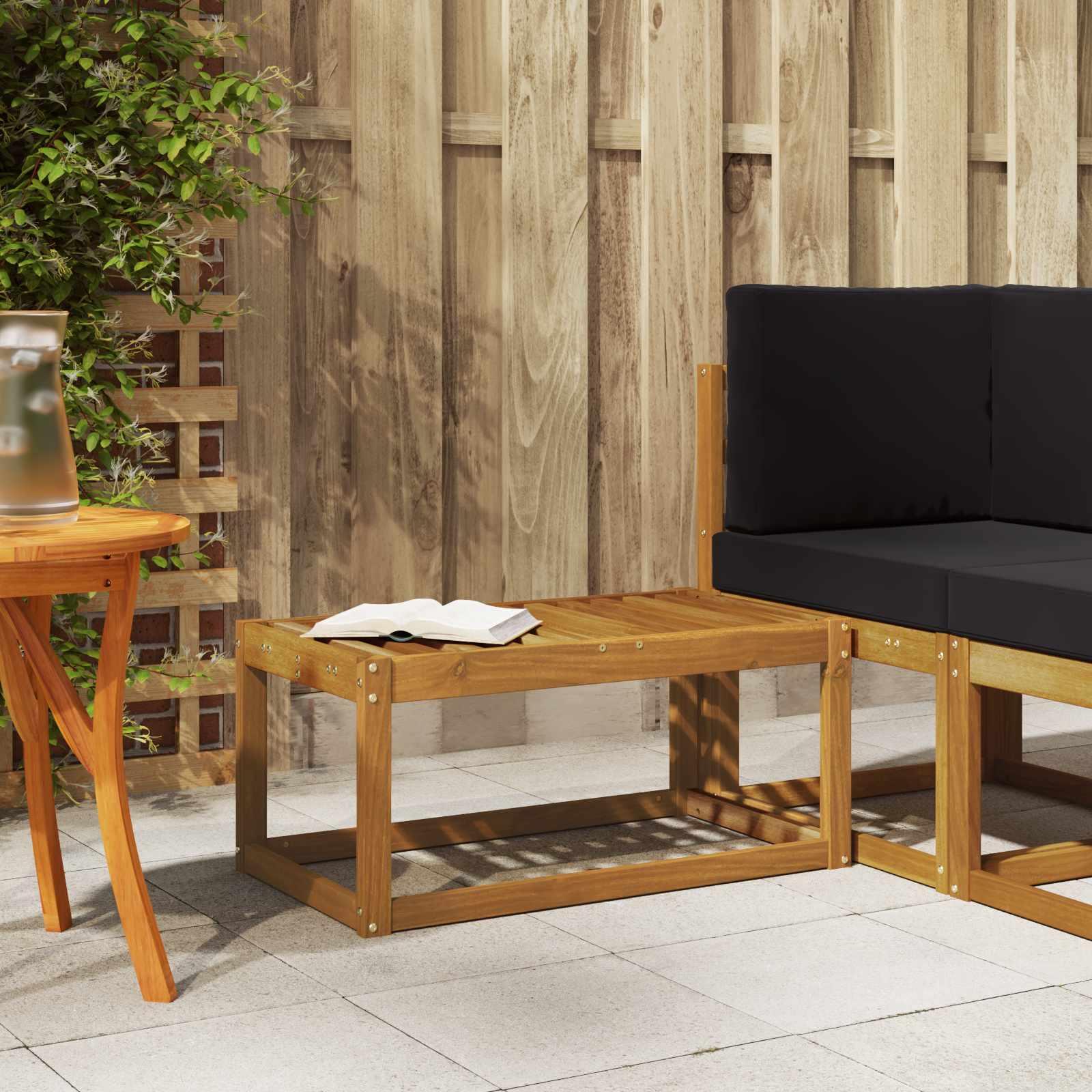 Udendørs Skammel Bænk Naturfarvet 79 x 43 x 37 cm billede