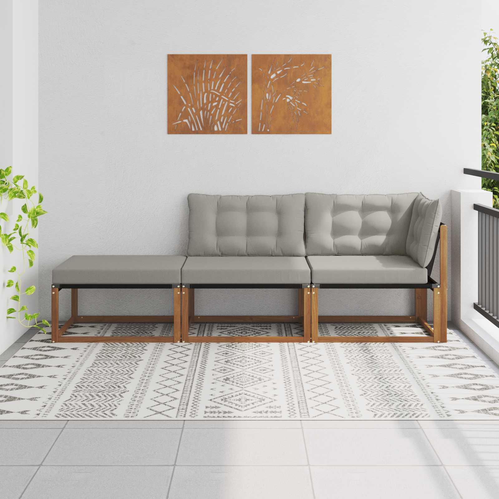 Sektionel sofa enheder med pude 3 Stk Naturfarvet og lysegrå billede