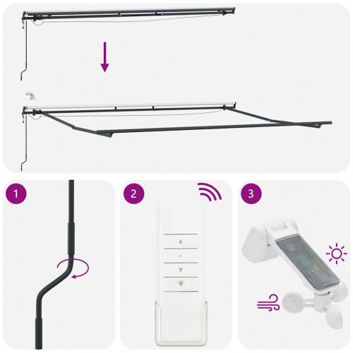 Markise med LED-lys og automatisk betjening 450 x 300 cm - brun