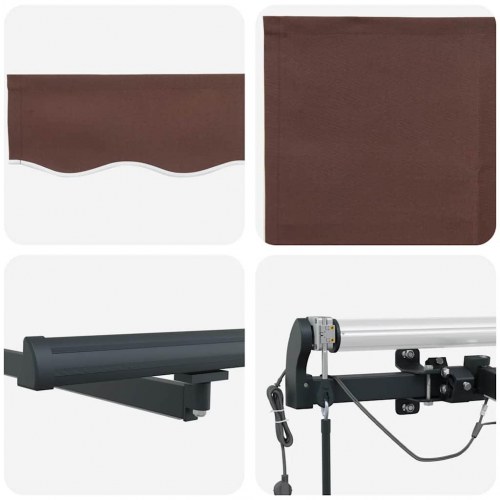 Markise med LED-lys og automatisk betjening 450 x 300 cm - brun