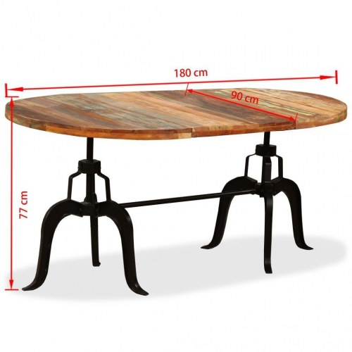 Spisebord 180 cm massivt genbrugstræ og stål