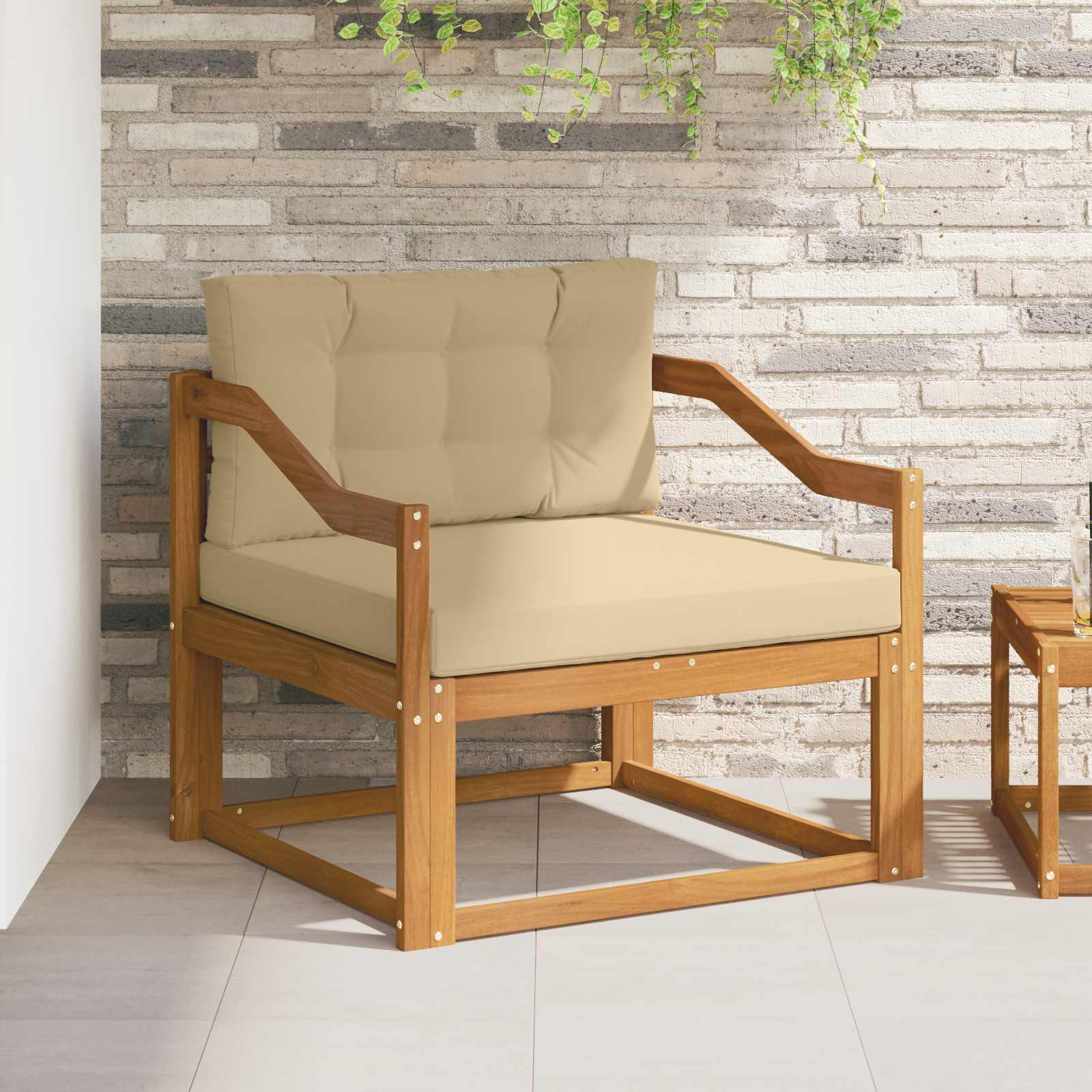 Udendørs Mellem Sofa Massivt Akacietræ Naturfarvet billede
