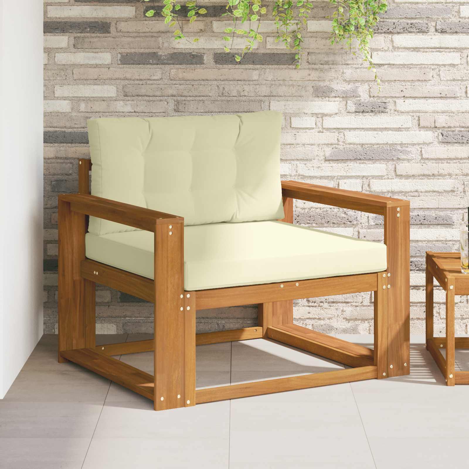 Udendørs Mellem Sofa Massivt Akacietræ Naturfarvet billede