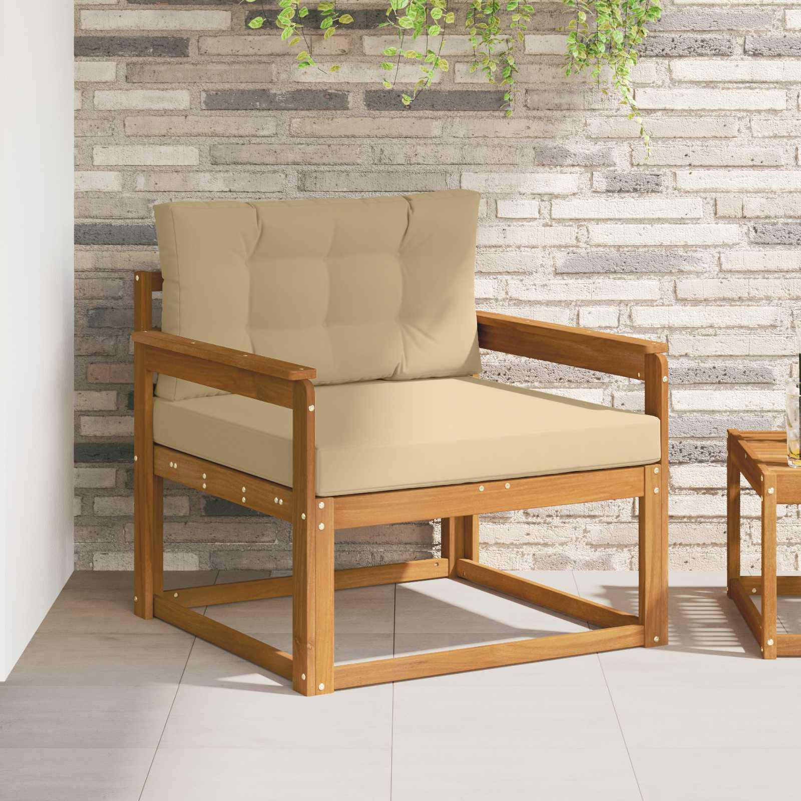 Udendørs Mellem Sofa Massivt Akacietræ Naturfarvet billede