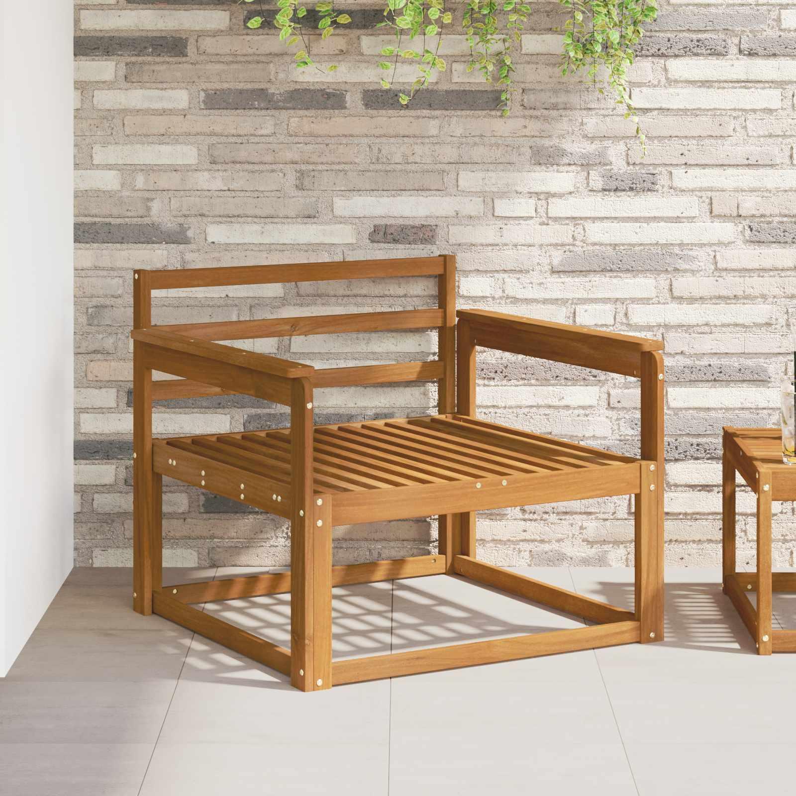 Udendørs Mellem Sofa Massivt Akacietræ Naturfarvet billede