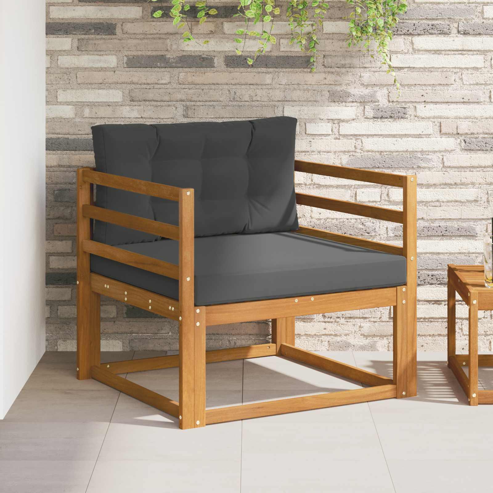 Udendørs Mellem Sofa Massivt Akacietræ Naturfarvet billede