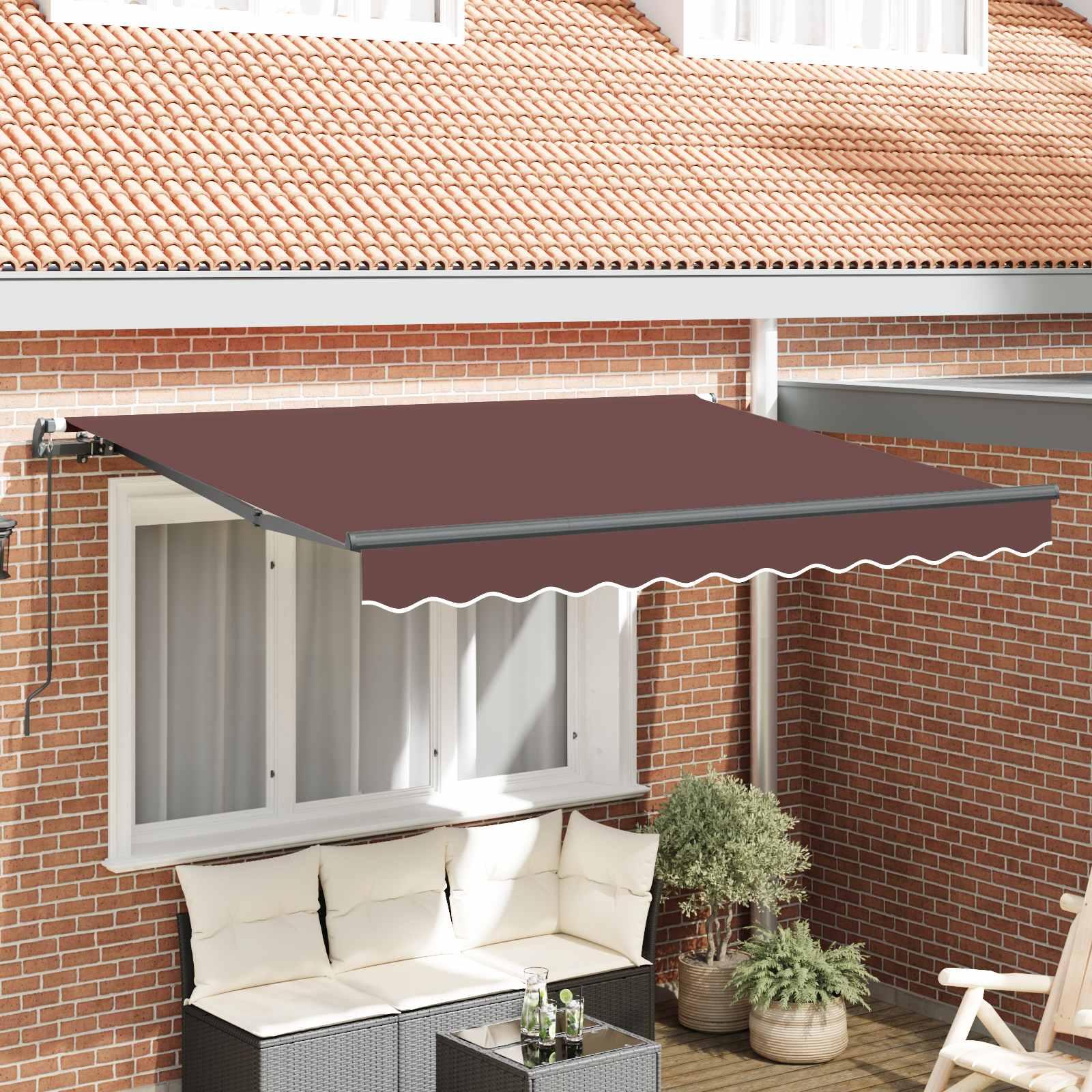 Udtrækkelig Markise Blå Og Hvid 400 X 200 Cm - Brun (anthracitramme) / 3 x 2 m / Manuel