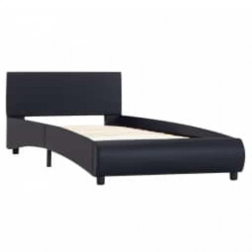 Sengestel med LED 100×200 cm - kunstlæder, sort