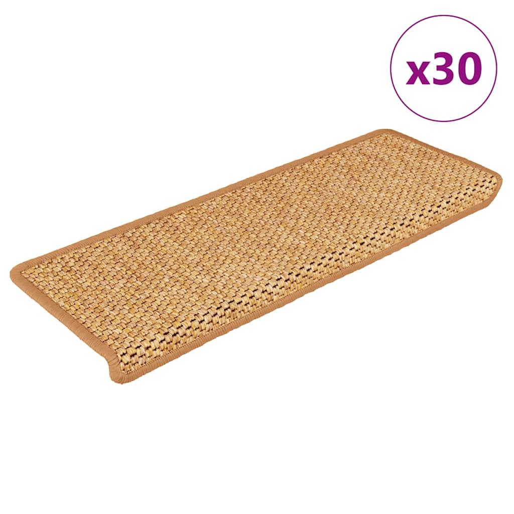 Selvklæbende trappemåtter 30 stk. 65x21x4 cm sisal-look orange billede