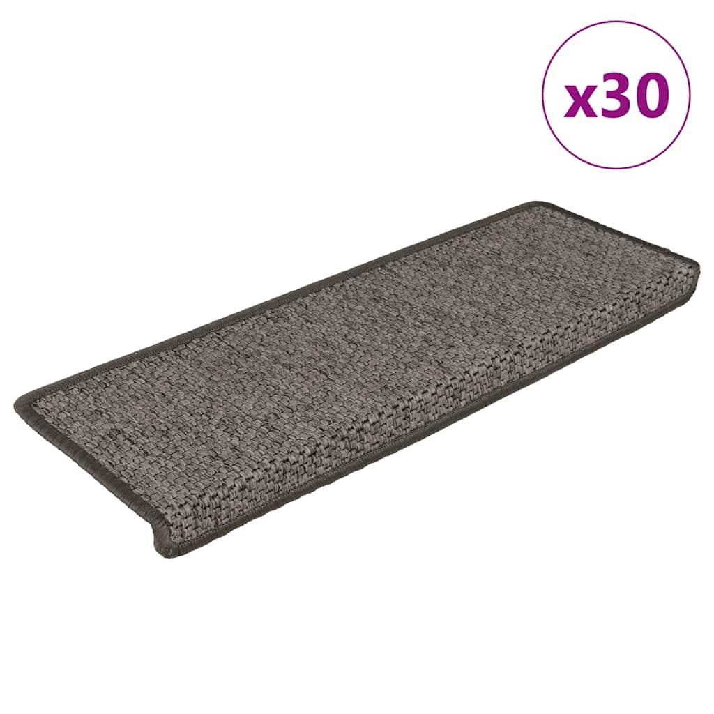 Selvklæbende trappemåtter 30stk. 65x21x4cm sisal-look grå beige billede