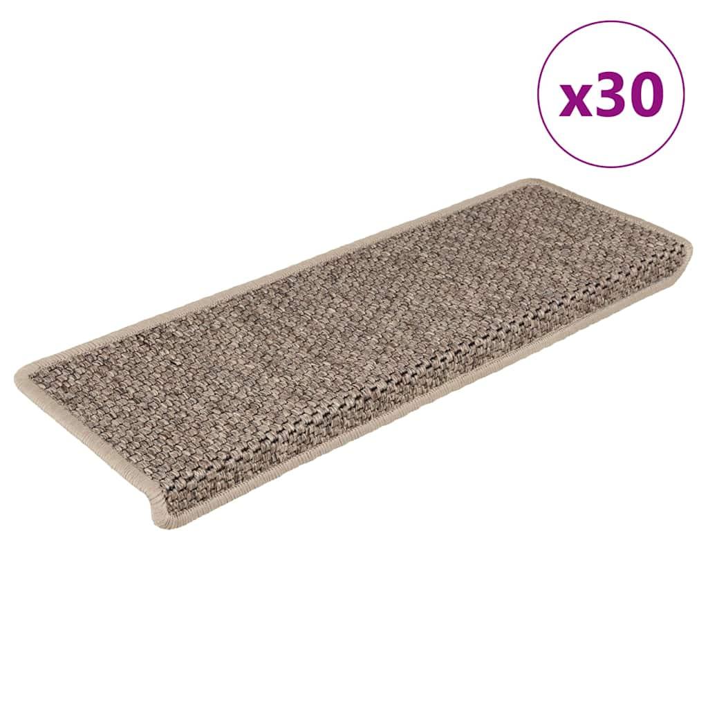 Selvklæbende trappemåtter 30 stk. 65x21x4 cm sisal-look beige billede