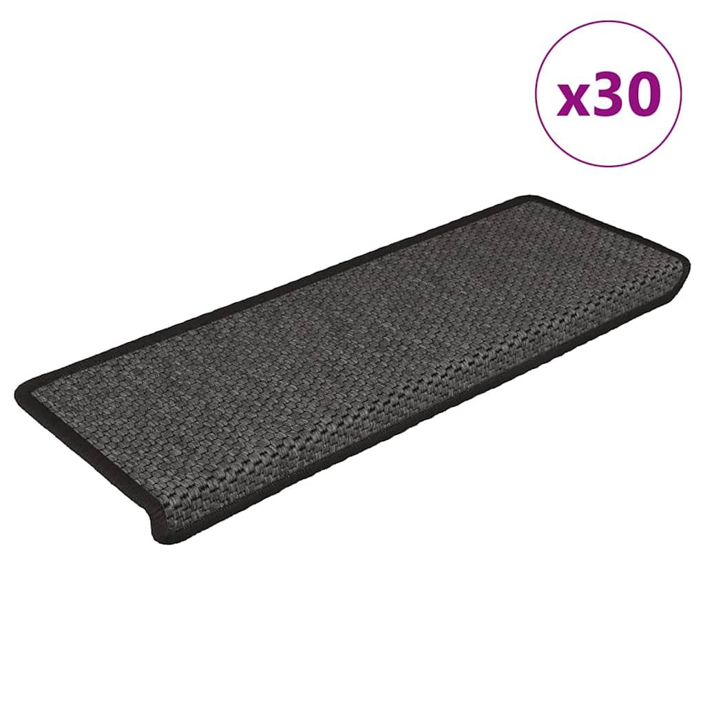 Selvklæbende trappemåtter 30 stk. 65x21x4cm sisal-look antracit billede