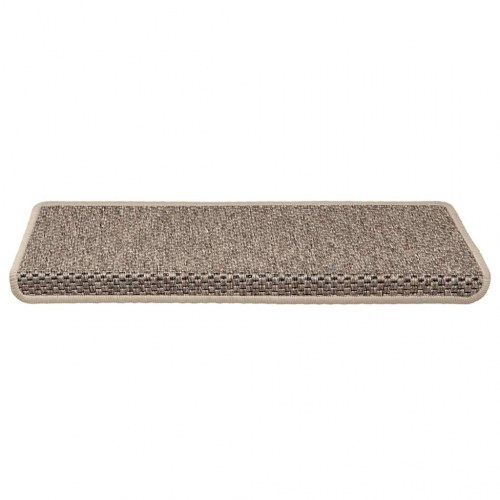 Selvklæbende trappemåtter i sisal-look - 15 stk., mørk beige, 65×21×4 cm