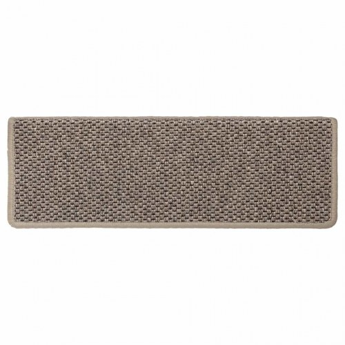 Selvklæbende trappemåtter i sisal-look - 15 stk., mørk beige, 65×21×4 cm