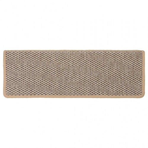 Selvklæbende trappemåtter i sisal-look - 15 stk., lys beige 65×21×4 cm