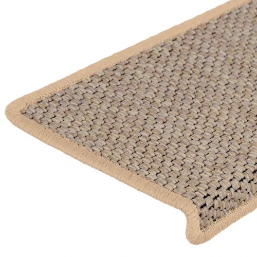 Selvklæbende trappemåtter i sisal-look - 15 stk., lys beige 65×21×4 cm